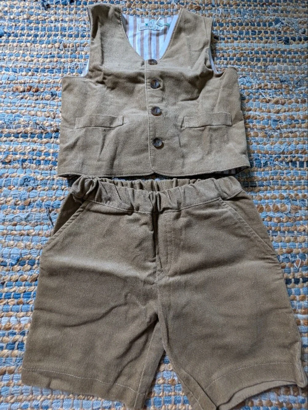 NWT Mimii 2-Piece Vest & Shorts Set 3T Brown Designer Quiet Luxury Normcore